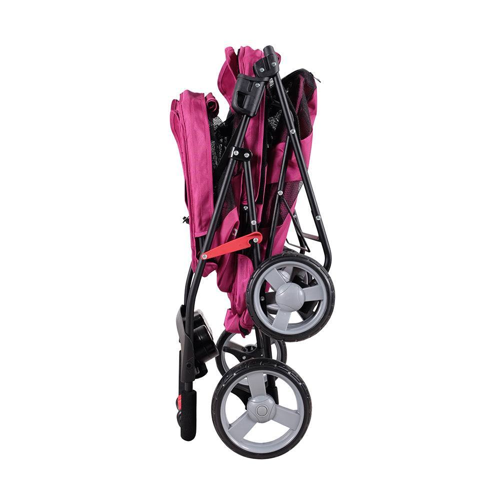 Ibiyaya Double Decker Pet Stroller for Multiple Pets - Red Violet