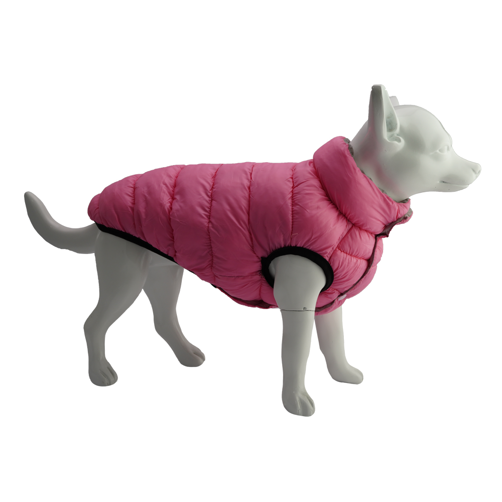 Dan & Sam Dog Reversible Puffer Jacket – Pink/Grey