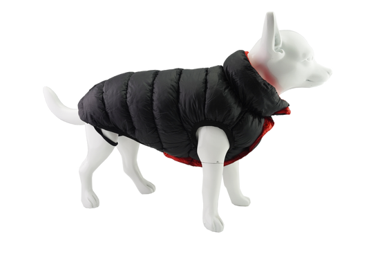 Dan & Sam Dog Reversible Puffer Jacket – Red/Black