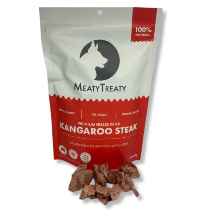 Meaty Treaty Freeze Dried Kangaroo Steak Treats 80g