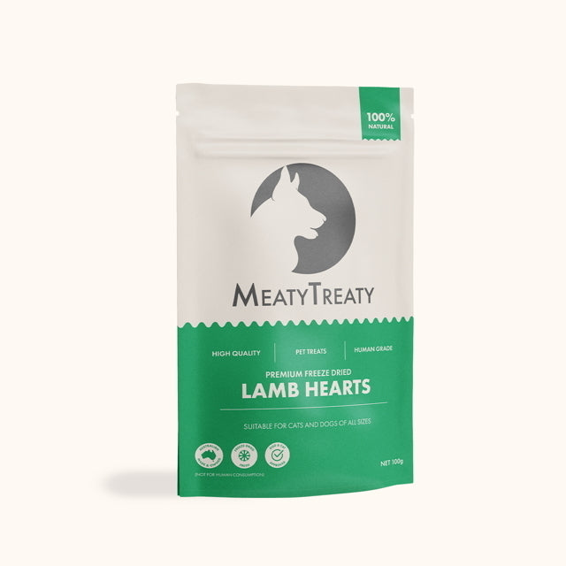 Meaty Treaty Freeze Dried Australian Lamb Hearts Dog Treats