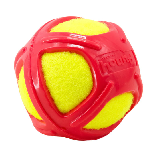 Outward Hound Tennis Max Fetch Dog Ball with Rubber Shell - Red