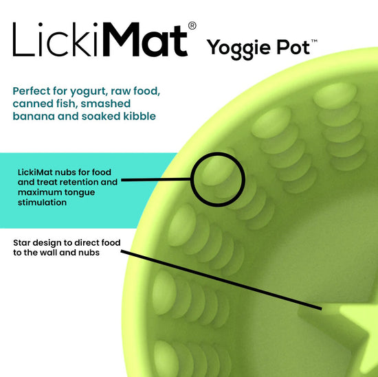 Lickimat Yoggie Pot Slow Feeder Dog Bowl - Green