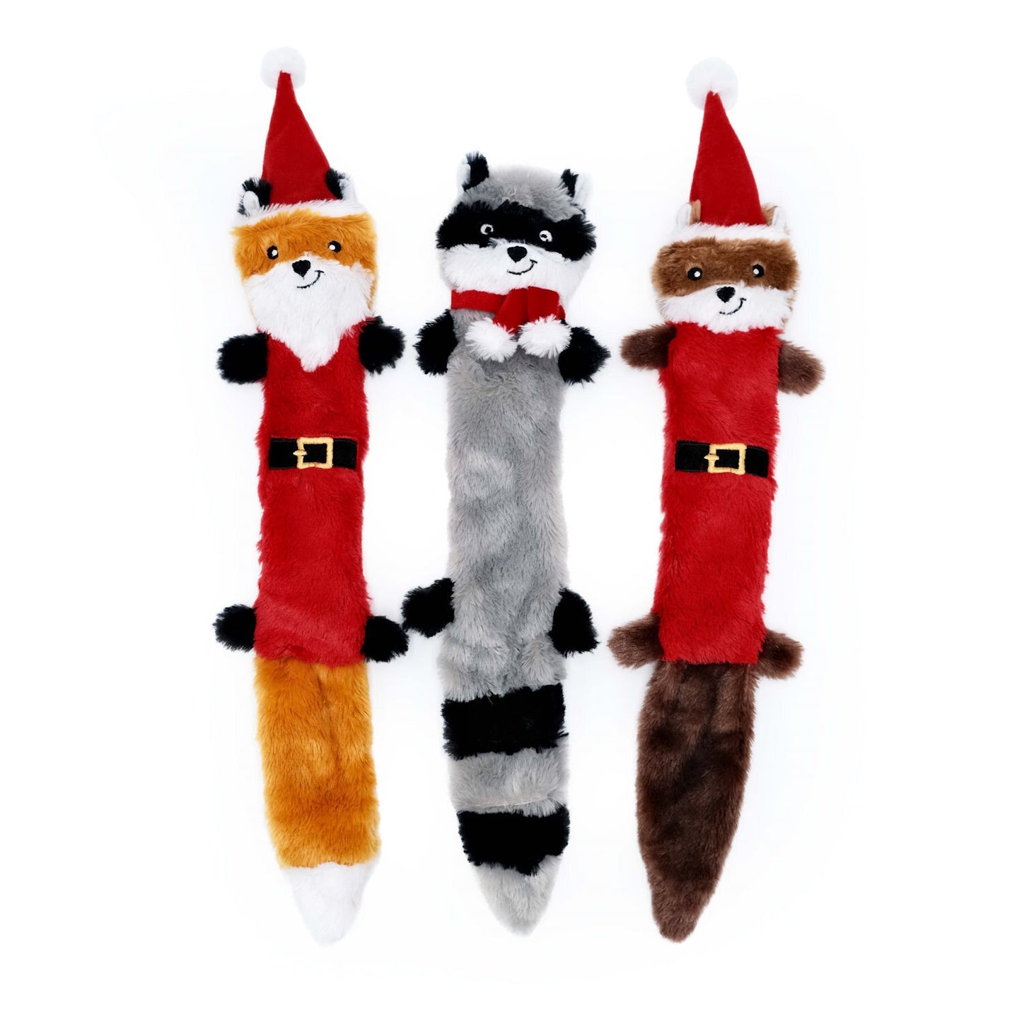 Zippy Paws Christmas Holiday Skinny Peltz Squeaker Toy 3-pack