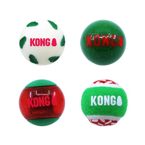 KONG Christmas Holiday Balls - Medium 4 Pack