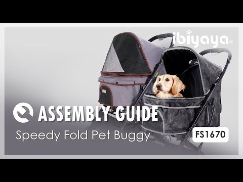 Load and play video in Gallery viewer, Ibiyaya Speedy Fold Pet Buggy - Grey Denim
