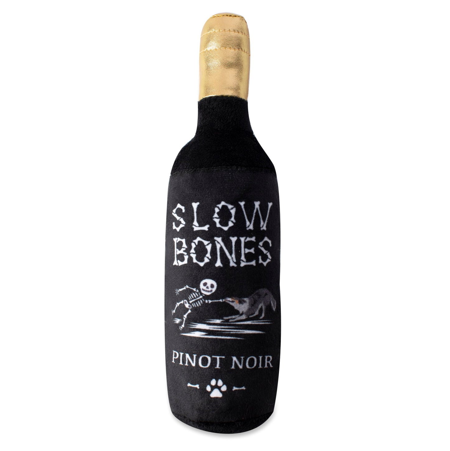 Fringe Studio Halloween Plush Squeaker Dog Toy - Slow Bones Pinot Noir
