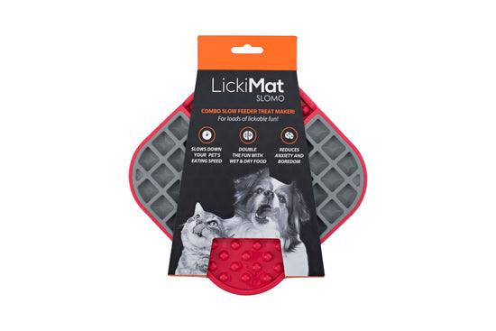 LickiMat Slomo Wet & Dry Double Slow Food Dog Bowl - Red