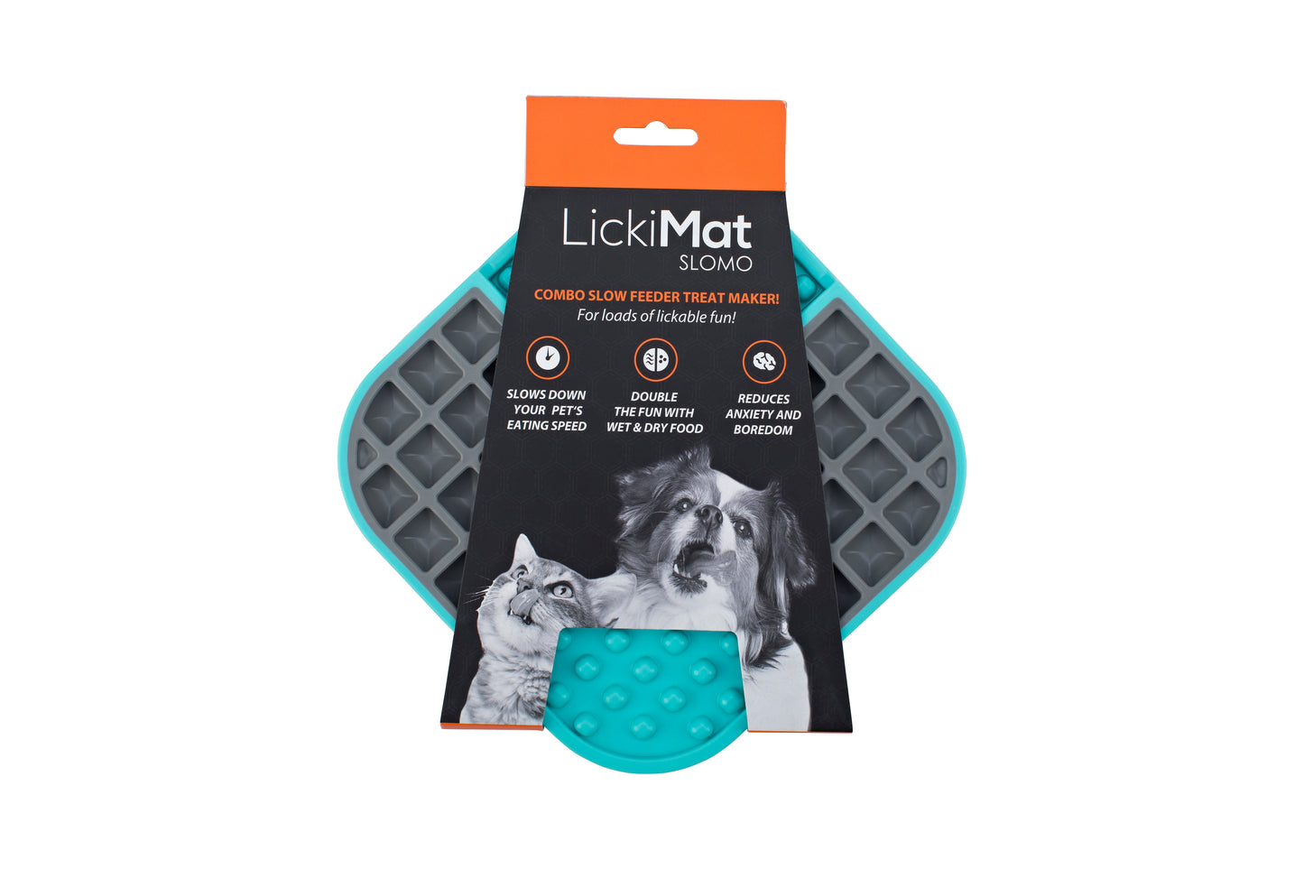 LickiMat Slomo Wet & Dry Double Slow Food Dog Bowl - Blue
