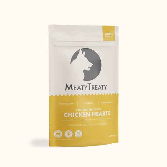 Meaty Treaty Freeze Dried Australian Chicken Hearts Dog Treats