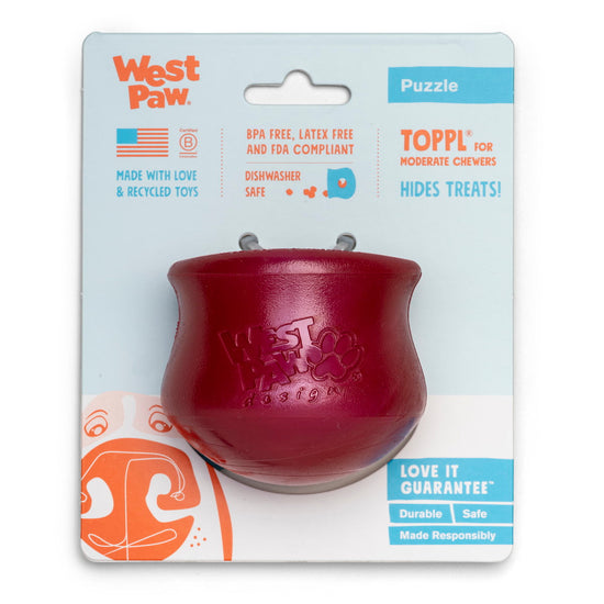 West Paw Toppl Treat Dispensing Dog Toy - Ruby Red