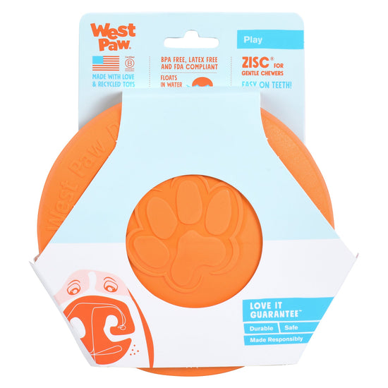 West Paw Zisc Flying Disc Fetch Dog Toy - Orange