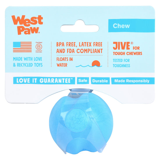 West Paw Jive Zogoflex Fetch Ball Tough Dog Toy - Blue
