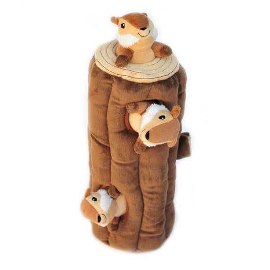 Zippy Burrow Log with 3 Chipmunks by Zippy Paws