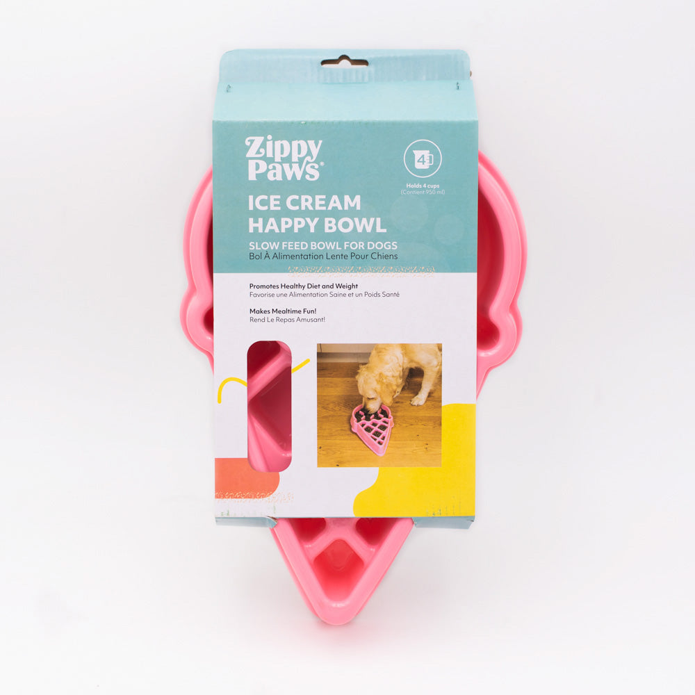 Zippy Paws Happy Bowl Interactive Slow Food Dog Bowl - Ice Cream